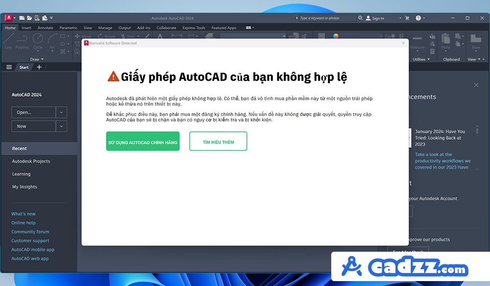 Lỗi giấy phép không hợp lệ